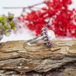Anillo rubi y perla