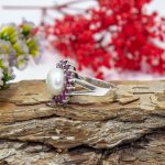 Anillo rubi y perla